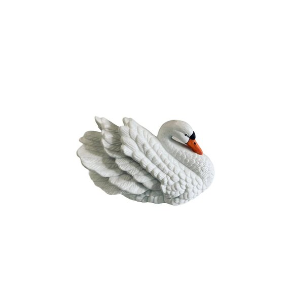Swan Figurine Royal Heritage Porcelain Sculpture Goose Geese White 5 1/2" - Picture 5 of 5
